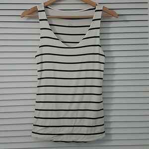 White and Black V Neck Tank Top